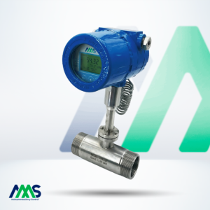 Medidor de flujo másico térmico compacto con conexión roscada para gases industriales.