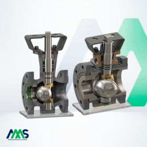 Válvula de control rotativa de tapón excéntrico de cerámica AMS para aplicaciones industriales de alta resistencia.